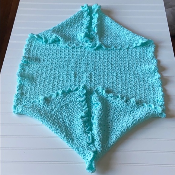 Baby Blanket Crochet Blue Handmade - Picture 2 of 4